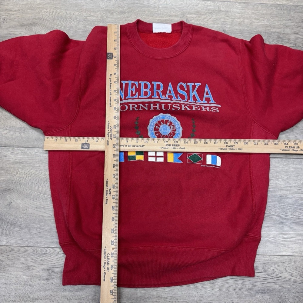 VTG Nebraska Cornhuskers Crewneck Pullover 1990 MiUSA Sz L College - Picture 3 of 7